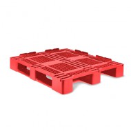 Palette Plastique rouge plateau ajourée 3 semelles